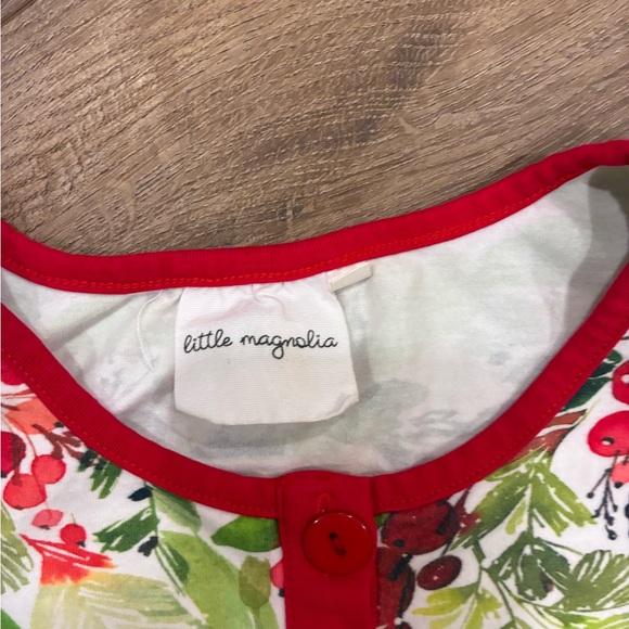 Little Magnolia Christmas Berries Dress Long Sleeves Holiday Outfit 10 Girl - Picture 10 of 12